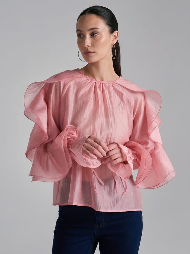 Блузка прозрачная с воланами