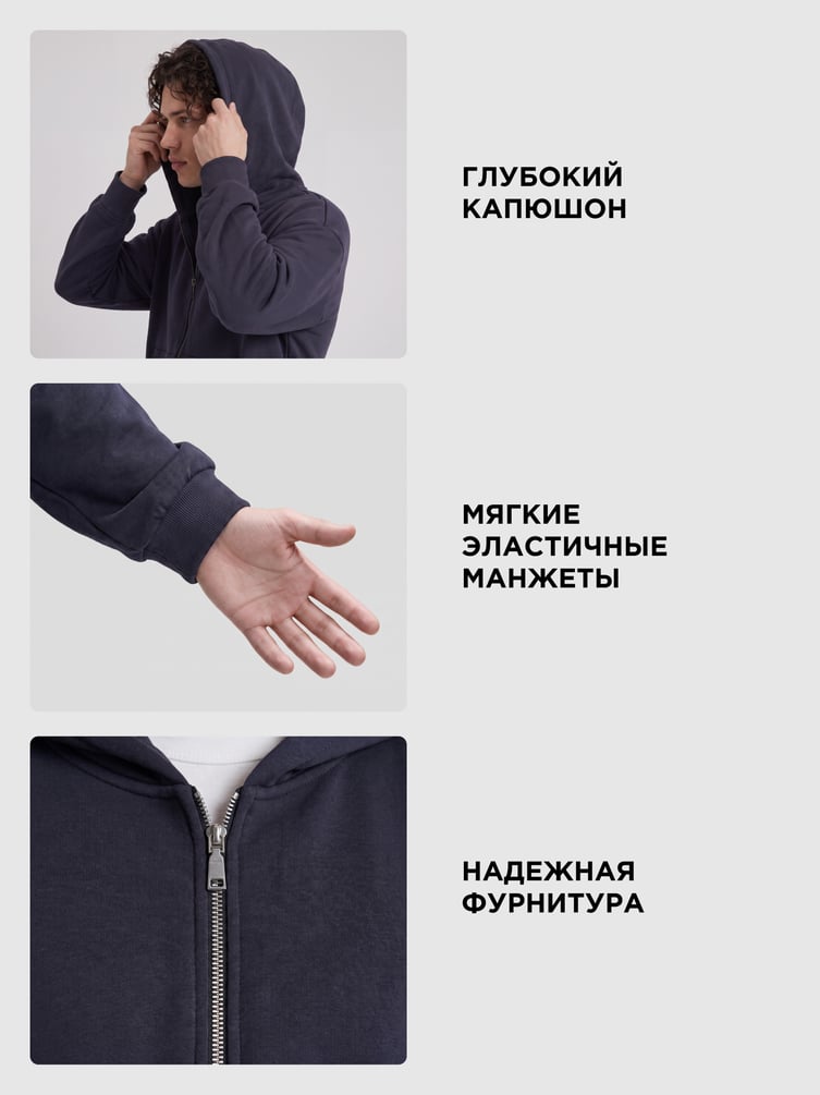 Теплая толстовка на молнии с начёсом