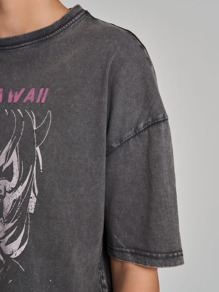 Хлопковая футболка оверсайз варенка с принтом аниме