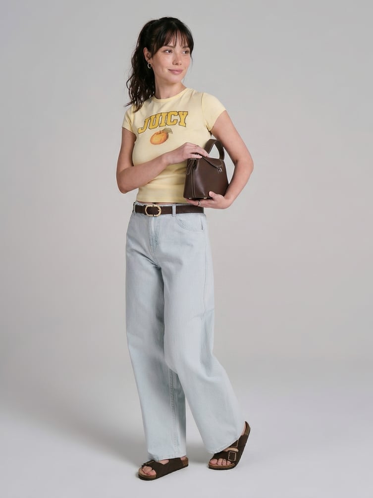 Широкие джинсы на резинке