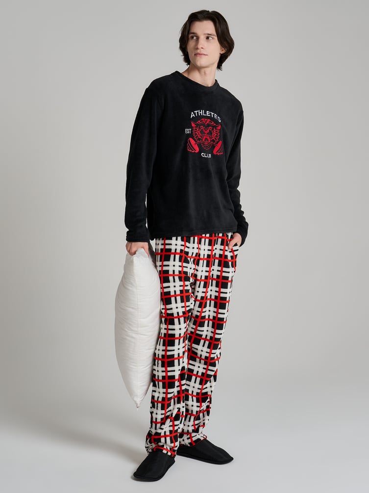 Пижама плюшевая теплая с брюками