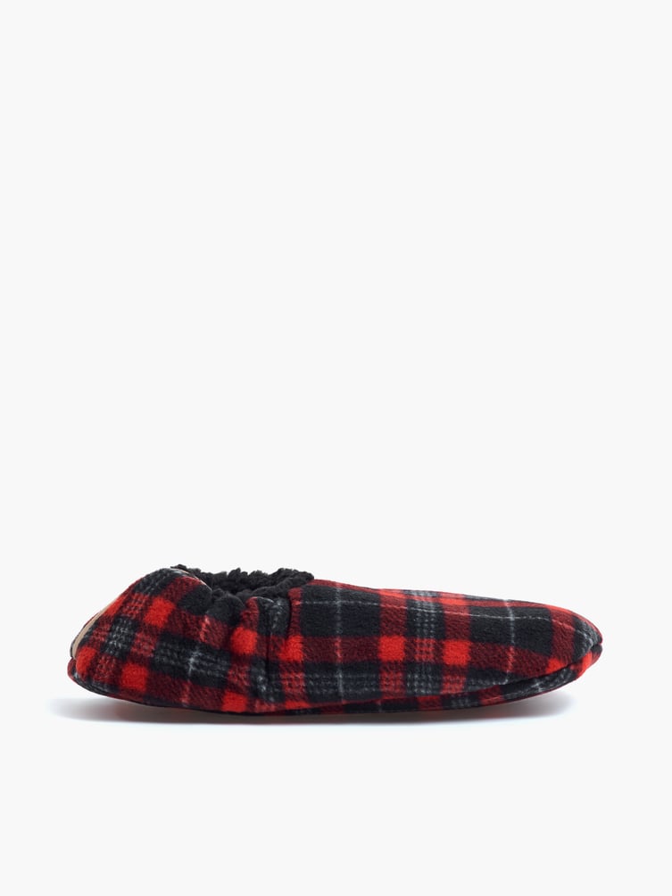 Плюшевые закрытые тапочки в клетку