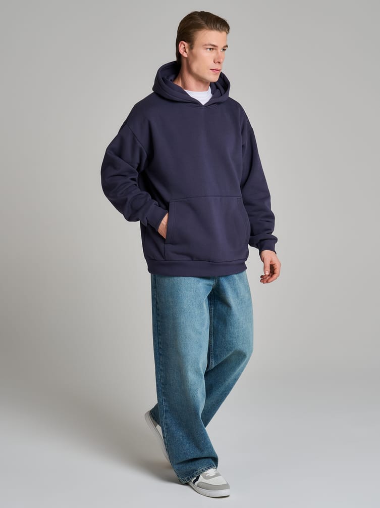 Худи оверсайз с капюшоном тёплое с начёсом