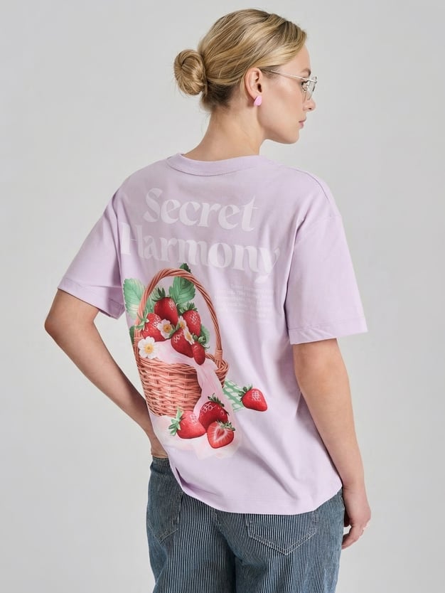 Футболка с принтом клубники на спине