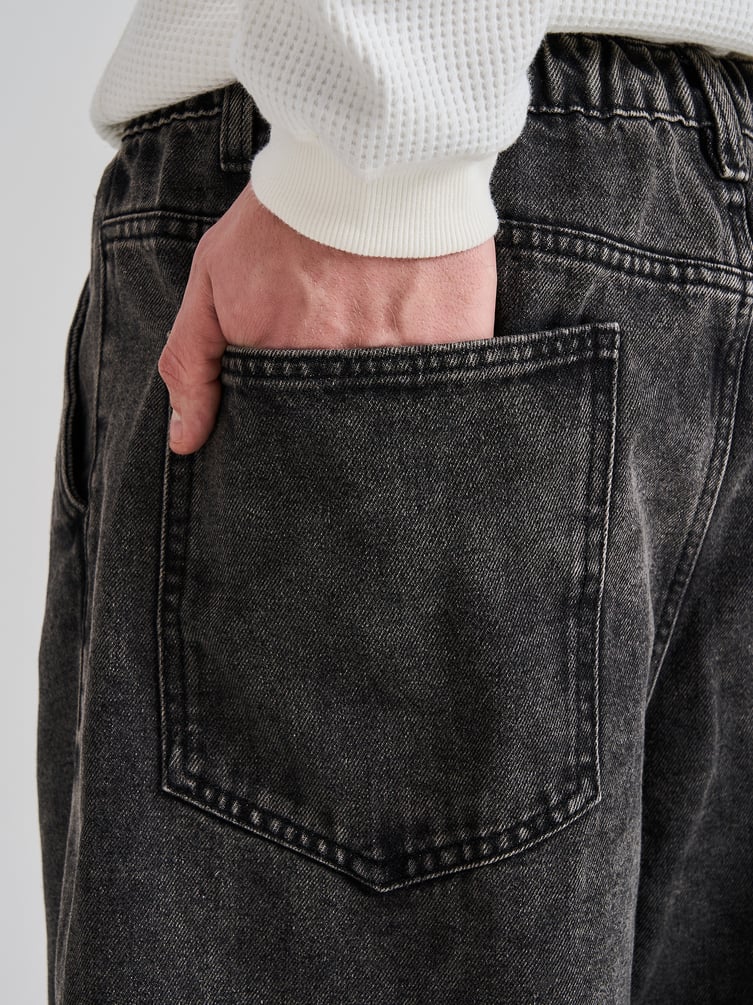 Джинсы широкие на резинке