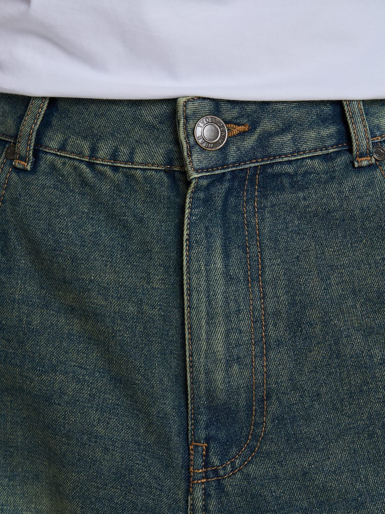 Джинсы багги широкие с вареный эффектом