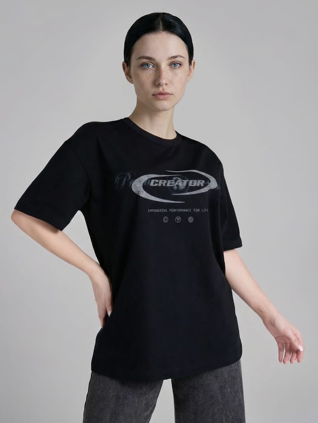 Футболка оверсайз с вареным эффектом надписью