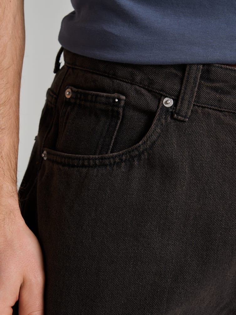 Джинсы багги широкие с вареный эффектом