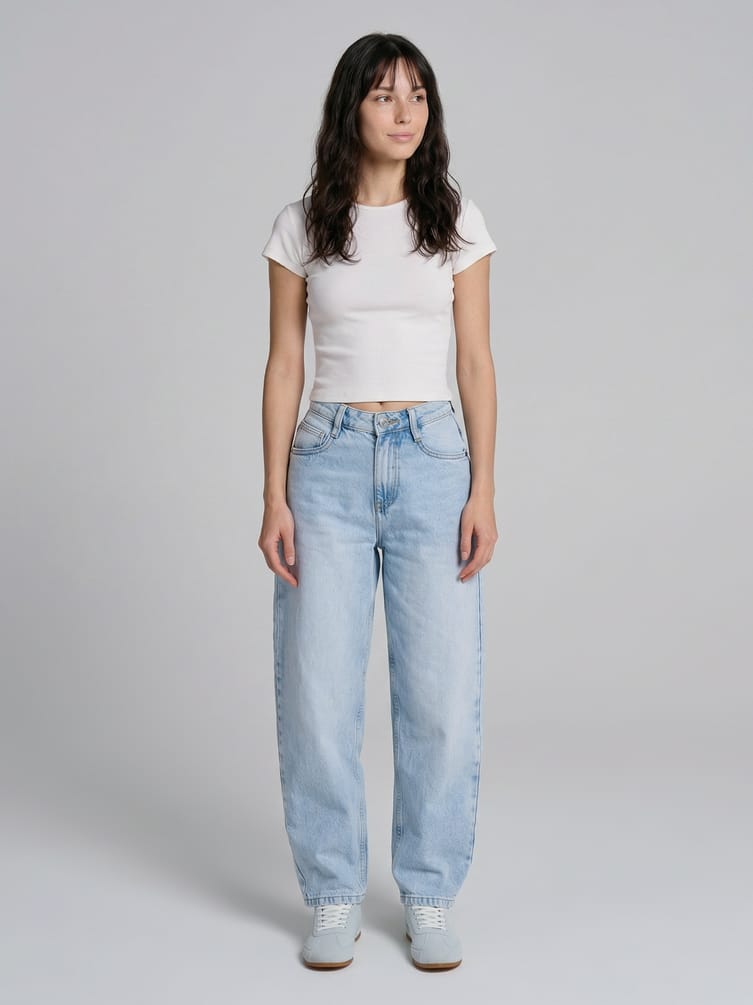 Джинсы Mom fit  с завышенной талией