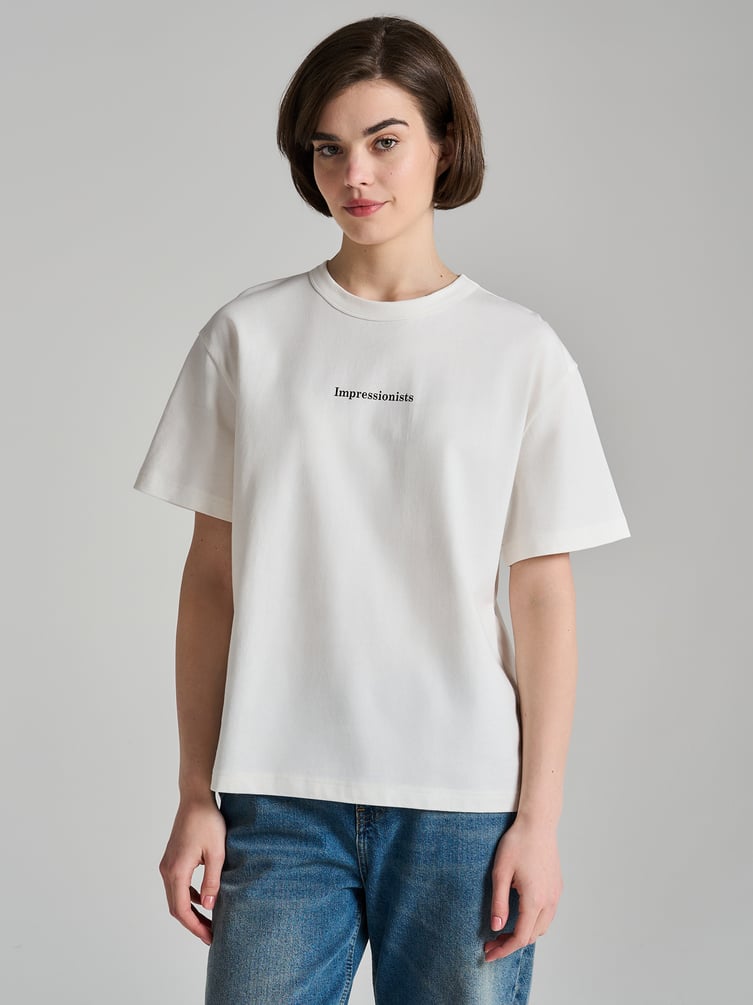 Футболка из хлопка с принтом на спине