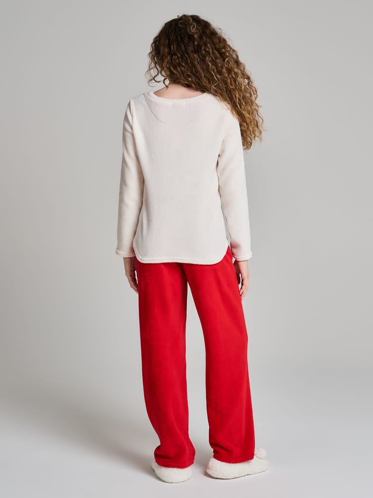 Пижама плюшевая новогодняя с брюками