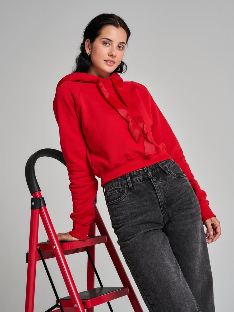 Теплое худи укороченное с начесом