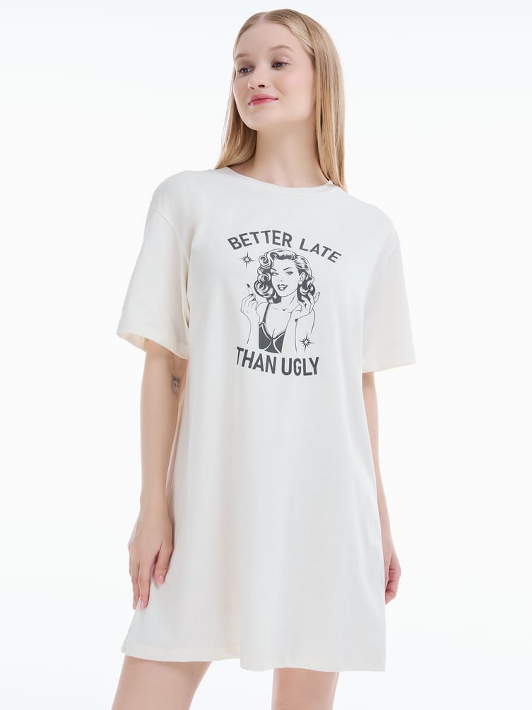 Хлопковая ночная сорочка с принтом