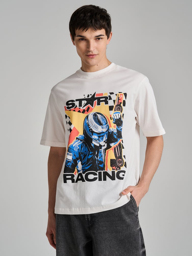 Футболка с принтом гонщика