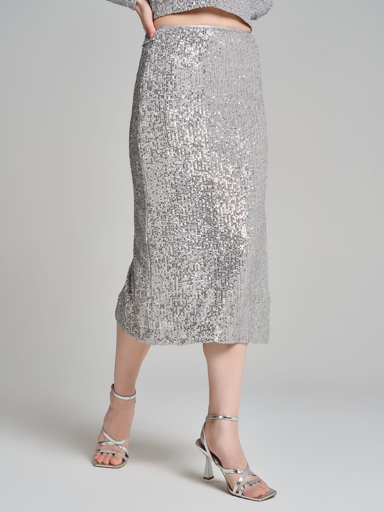 Юбка длинная нарядная с пайетками