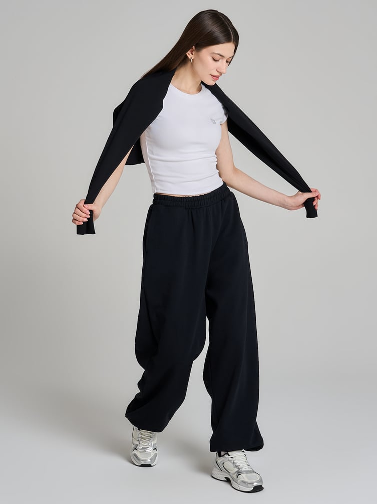 Спортивные брюки джоггеры с высокой талией