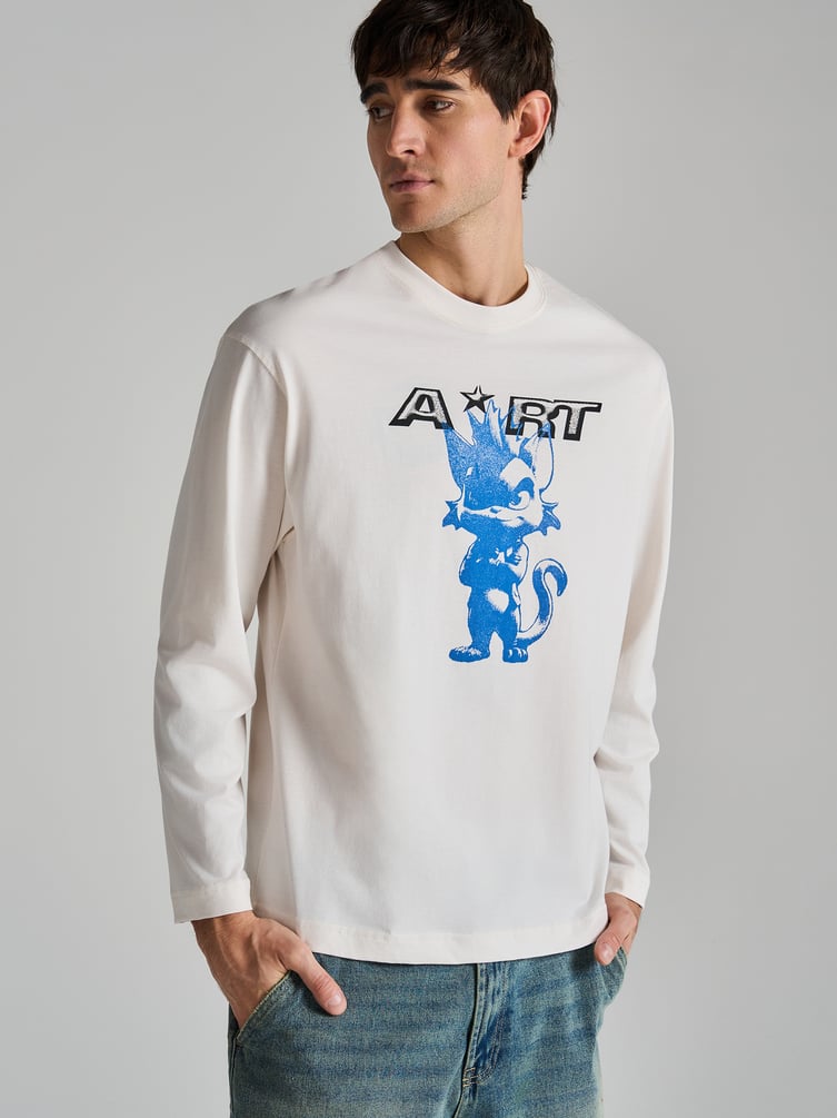 Лонгслив хлопковый с принтом