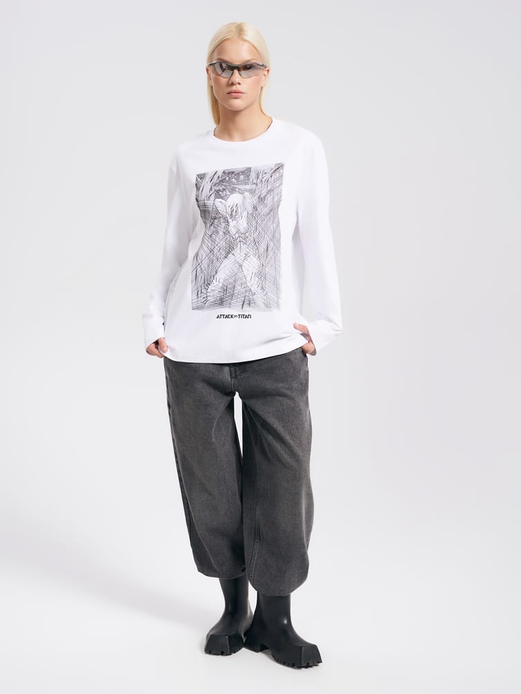 Лонгслив с принтом аниме Атака Титанов