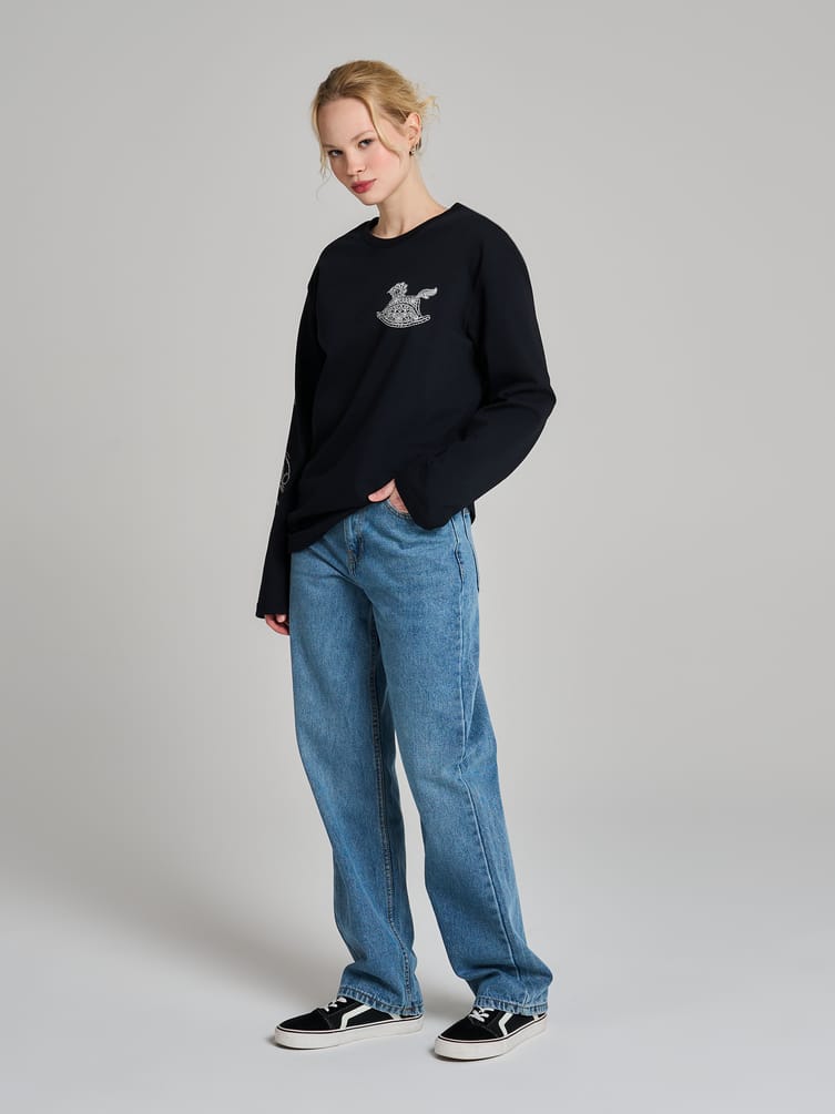 Лонгслив с принтом лошадки-качалки Russian Vibes