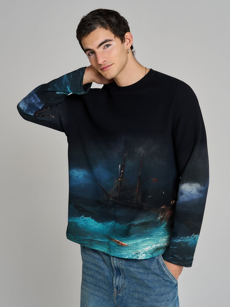 Лонгслив с принтом картин Третьяковской галереи