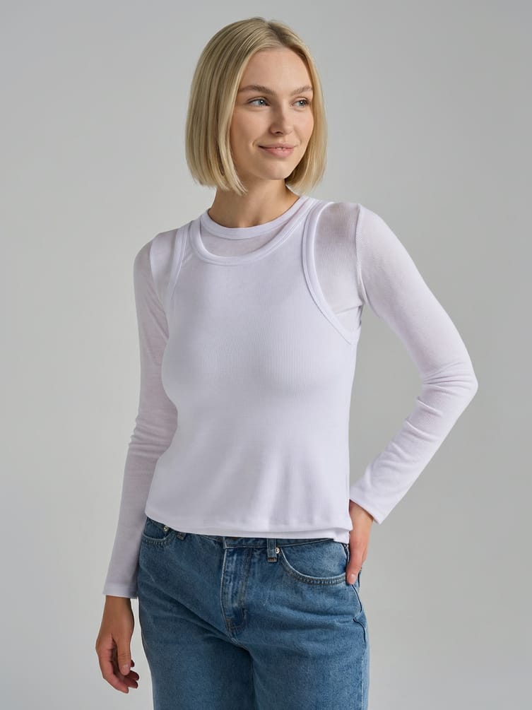 Лонгслив с майкой в рубчик