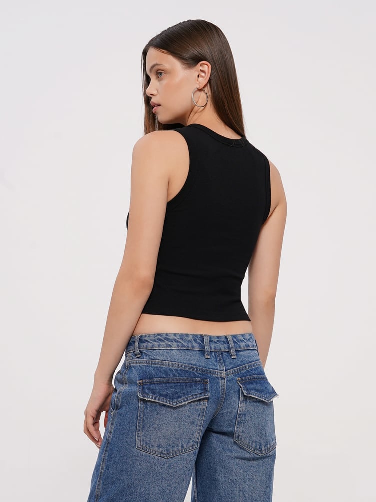 Топ на широких бретелях с принтом