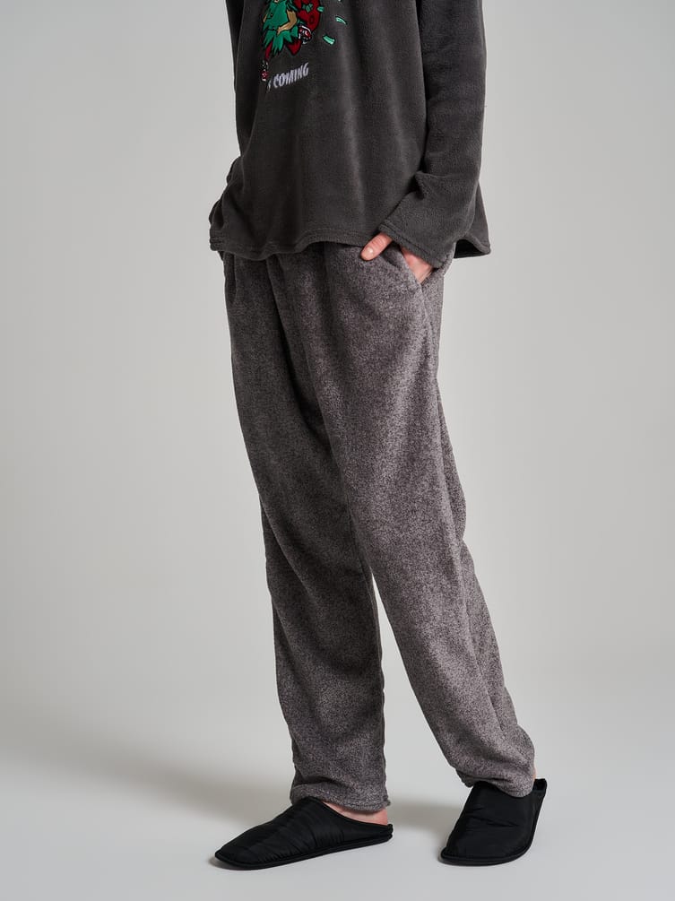 Пижама плюшевая новогодняя с брюками