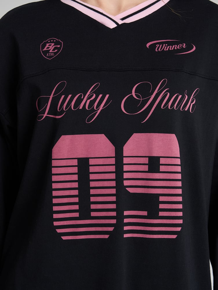 Спортивный лонгслив оверсайз с надписью