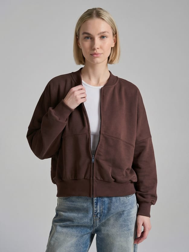 Толстовка бомбер укороченная