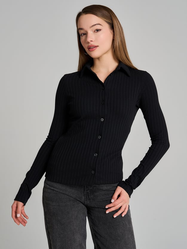 Кардиган в рубчик на пуговицах