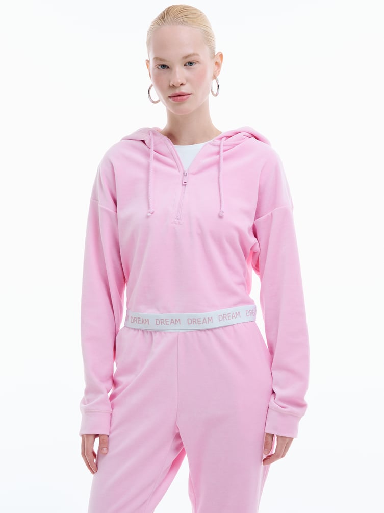 Домашняя велюровая Half zip толстовка