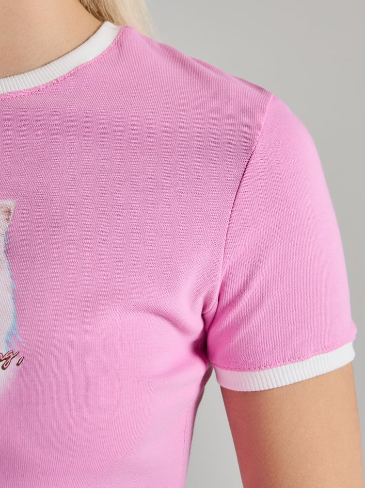 Футболка приталенная с принтом кота