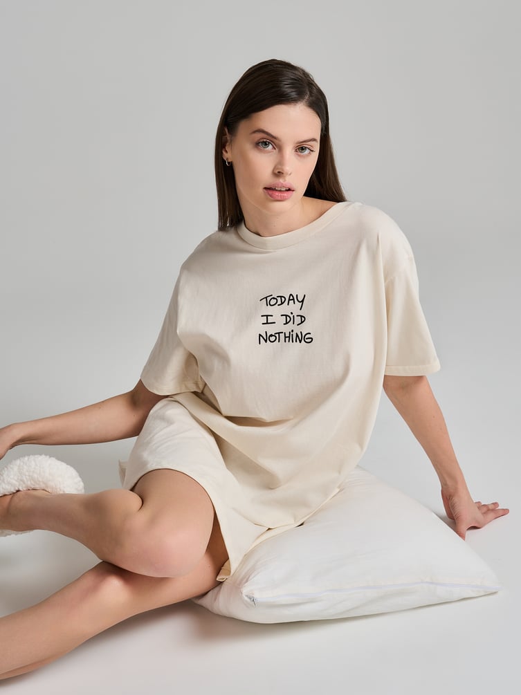 Ночная сорочка из хлопка с надписью