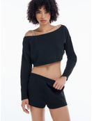 Хлопковая пижама тройка с кофтой топом и шортами