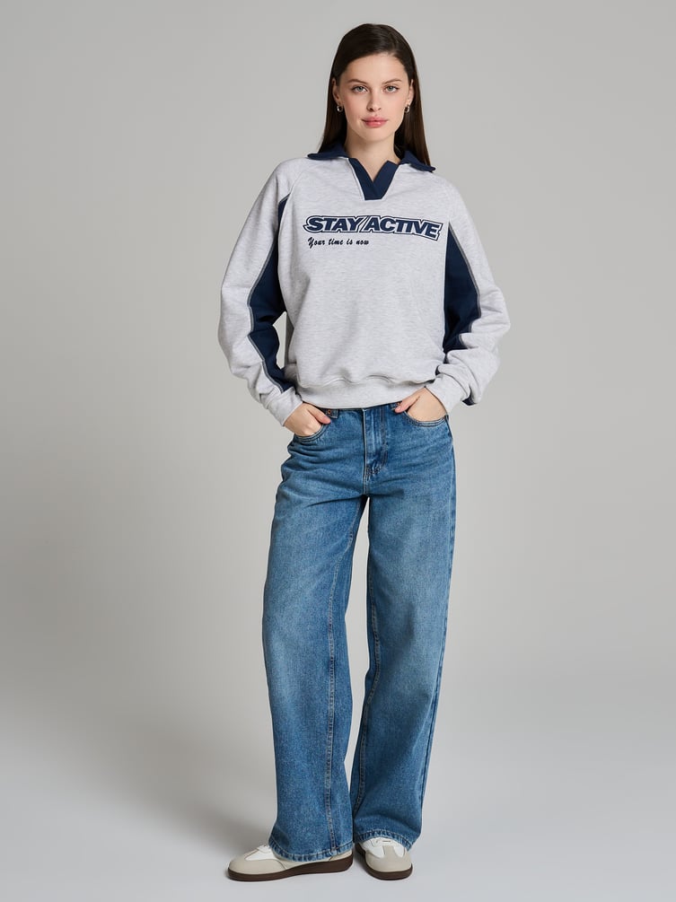 Свитшот поло с надписью Stay Active