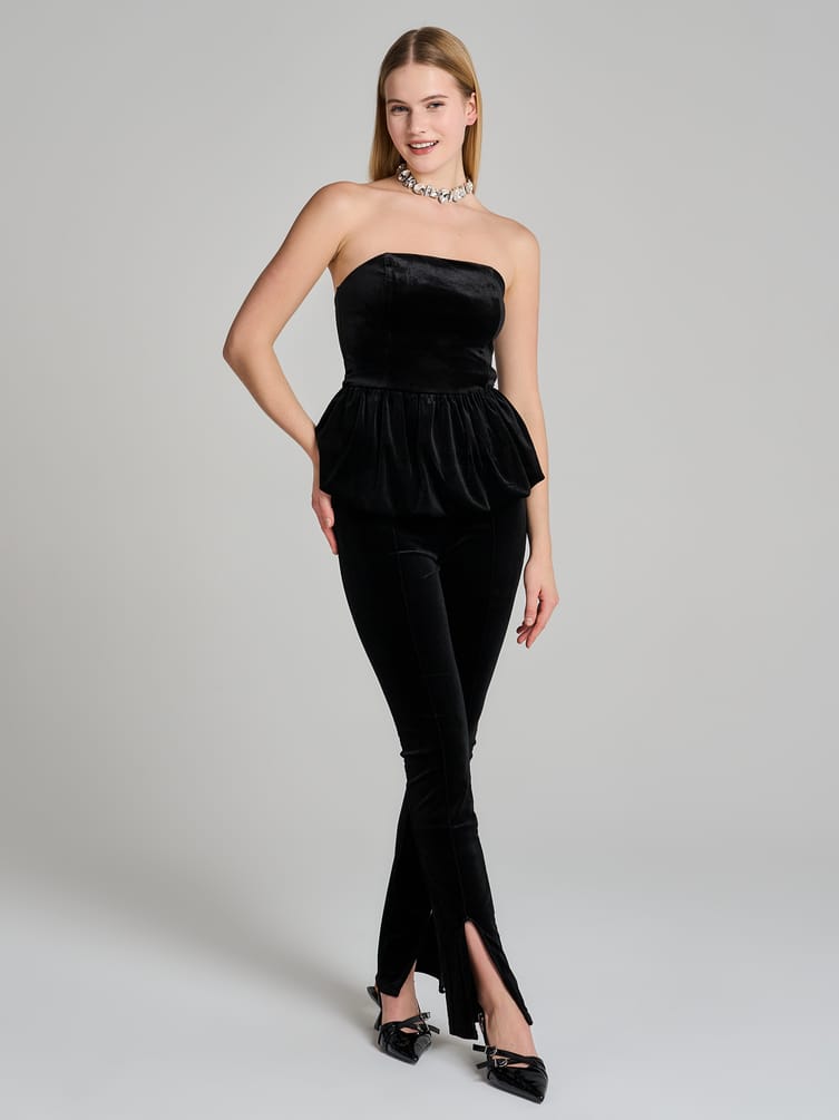 Корсет бархатный нарядный с баской