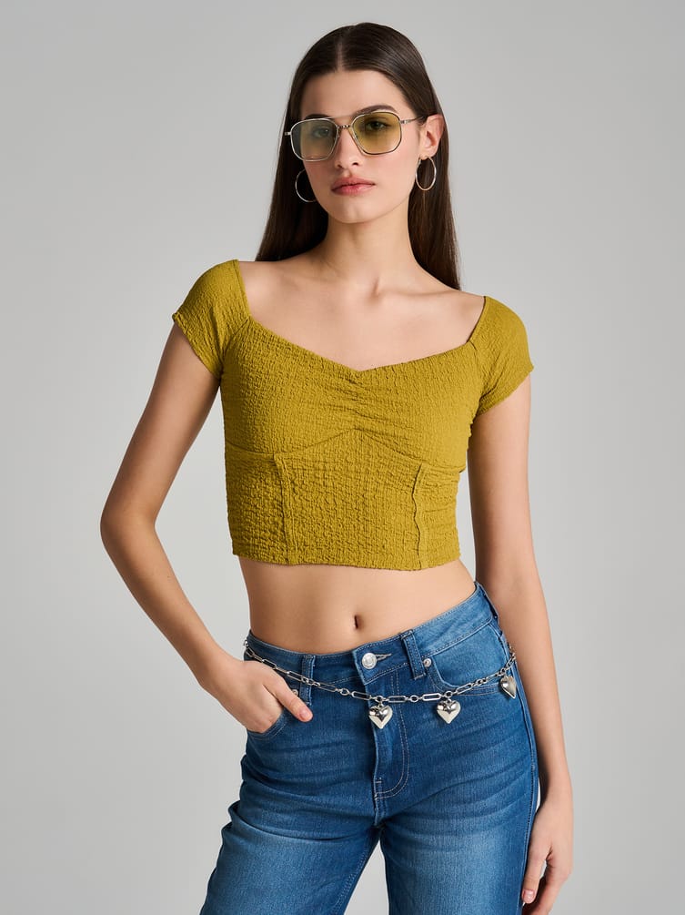 Кроп-топ из жатой ткани
