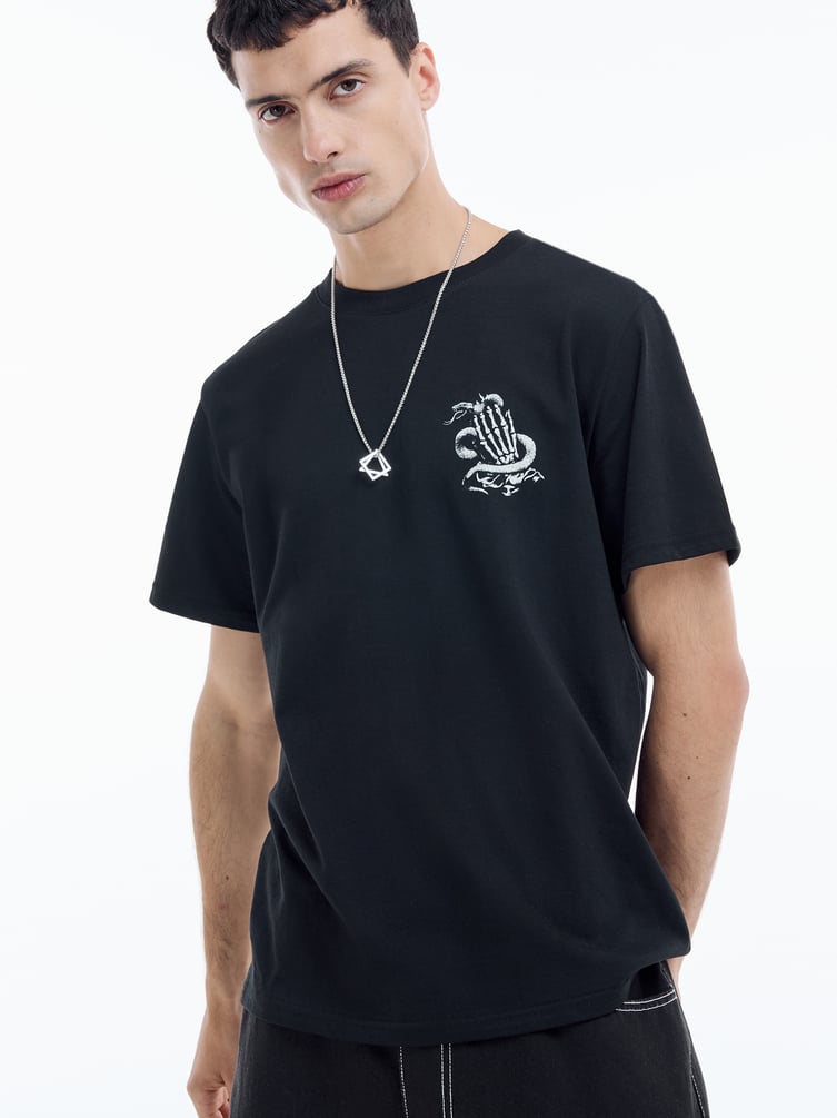 Футболка хлопковая с принтом змеи