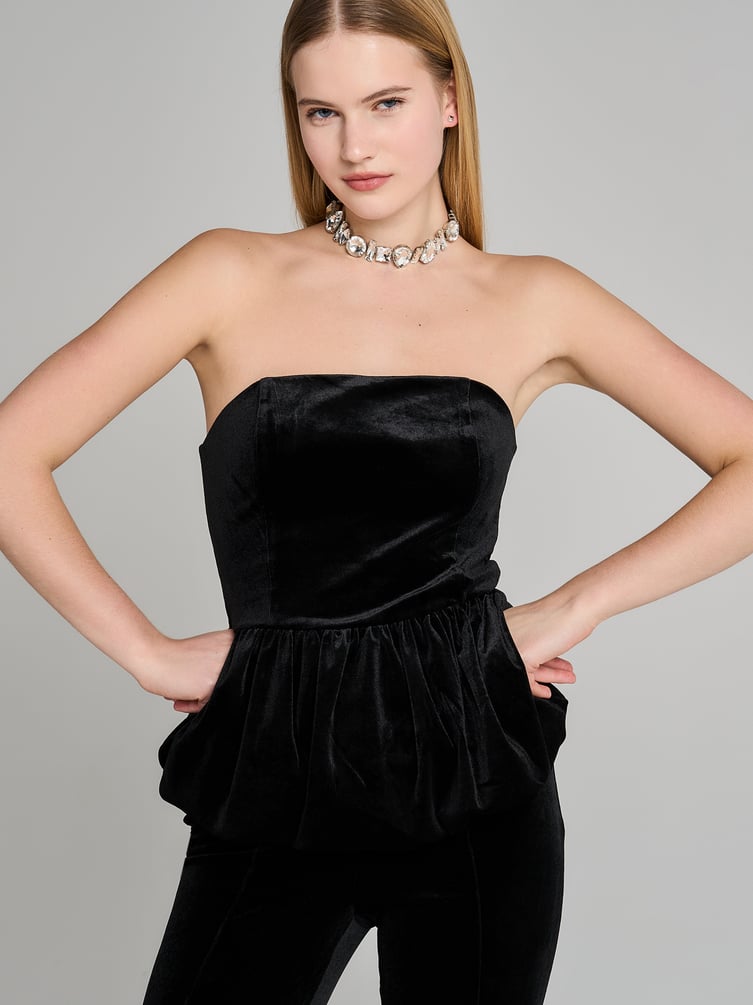 Корсет бархатный нарядный с баской