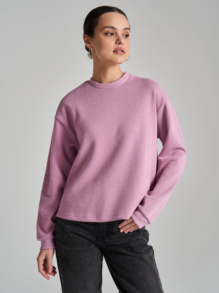 Трикотажный свитшот в рубчик