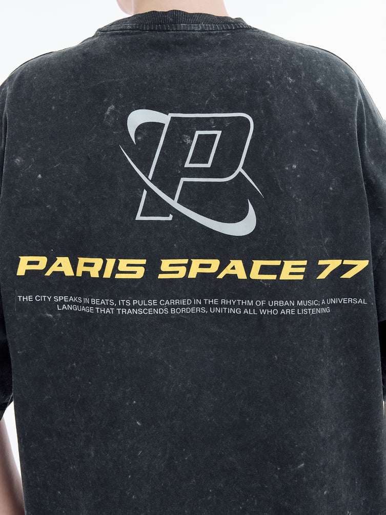 Футболка оверсайз с вареным эффектом и надписями