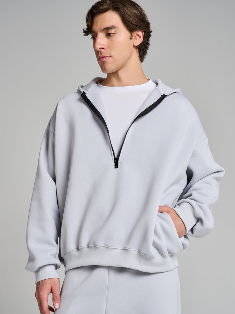 Теплая half zip толстовка с начесом
