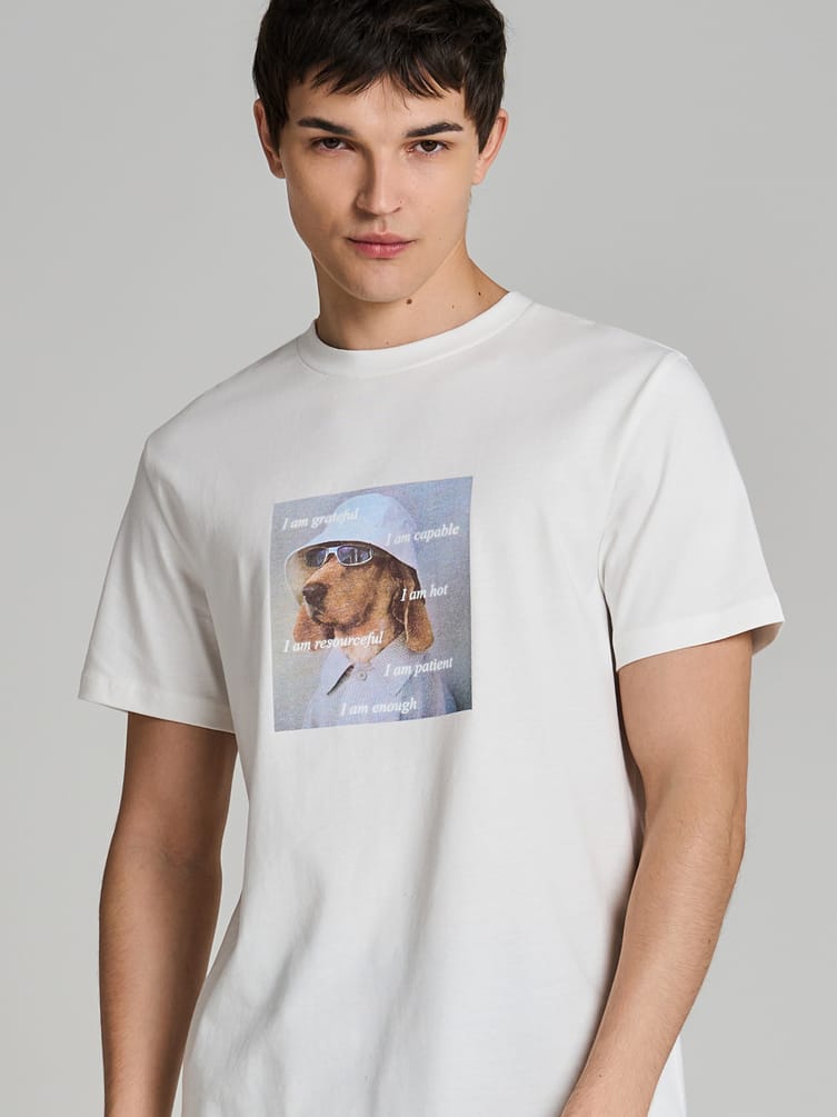 Футболка из хлопка с принтом собаки