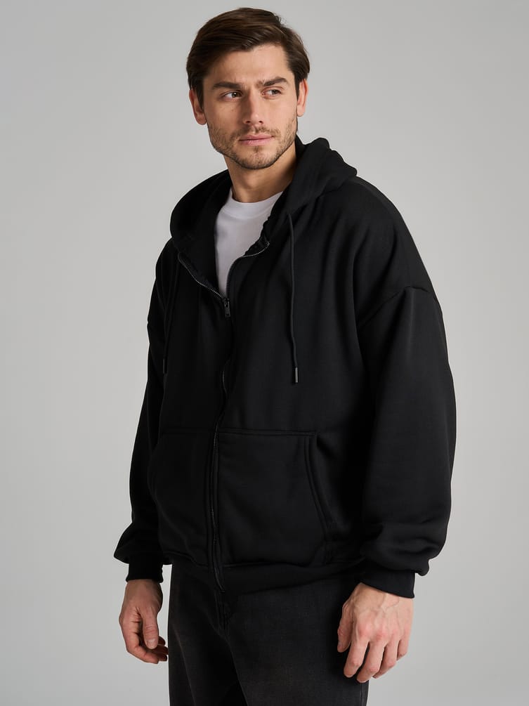 Зип худи оверсайз с флисовой подкладкой