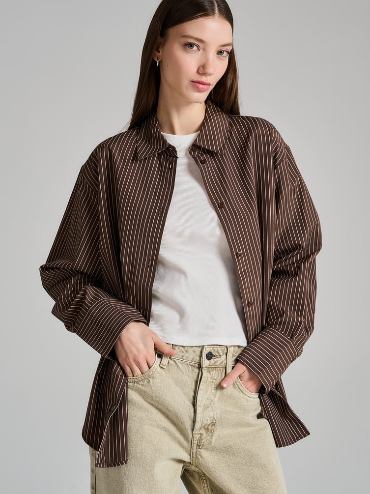 Удлиненная рубашка в полоску