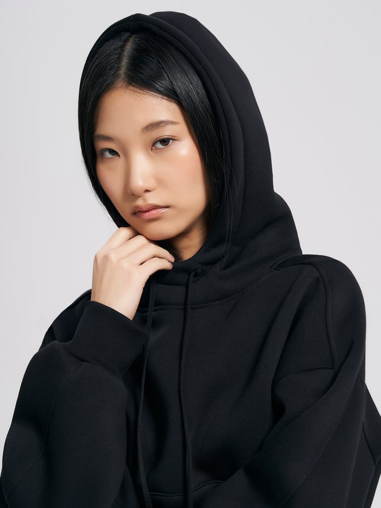 Теплое худи с капюшоном и начесом