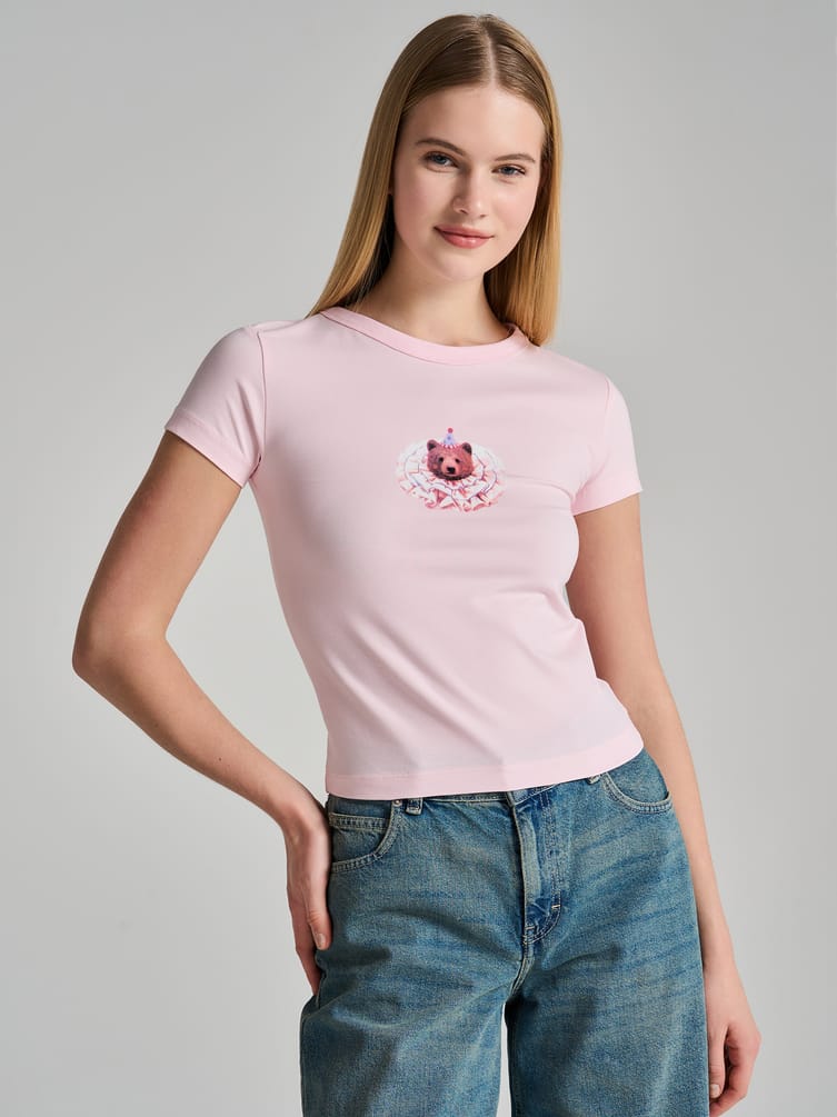 Футболка облегающая с принтом