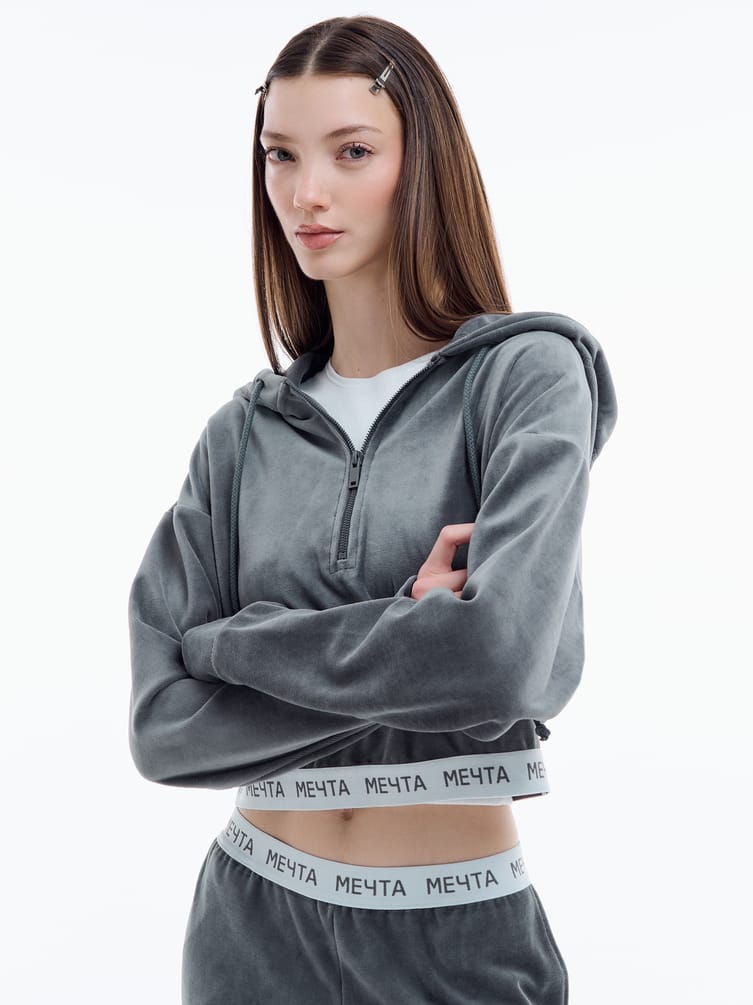 Домашняя вельветовая Half zip толстовка