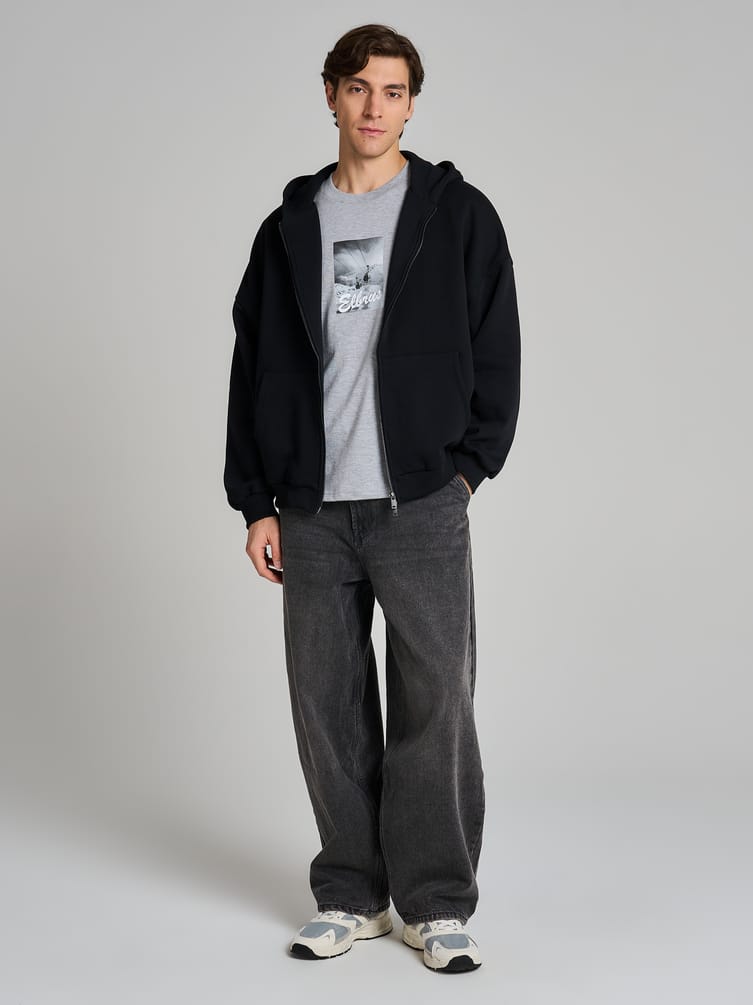 Зип худи оверсайз тёплая с начёсом