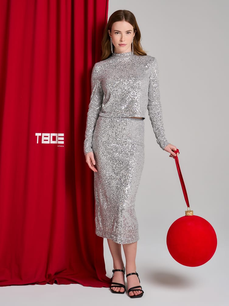 Юбка длинная нарядная с пайетками